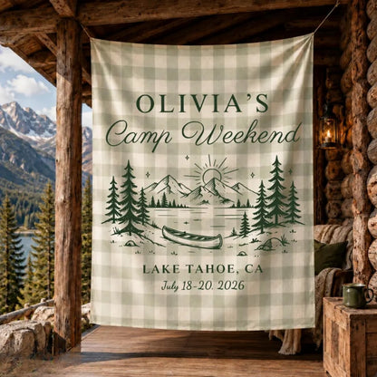 Camp Weekend Custom Lake Trip Bachelorette Banner, Personalized Lake Bachelorette Party Banner WD0528