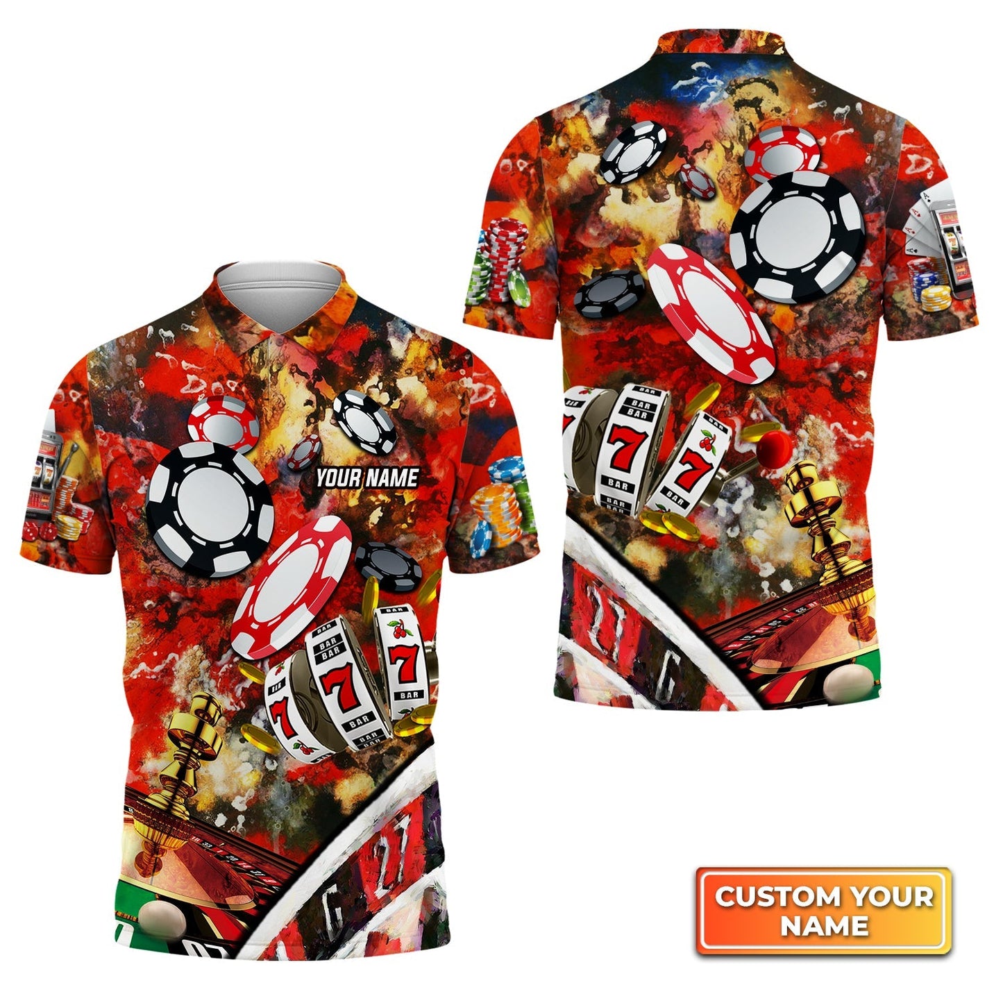 Gambling Casino Gambling Style Personalized Name 3D Polo Shirt Gift For Poker Players SO1357