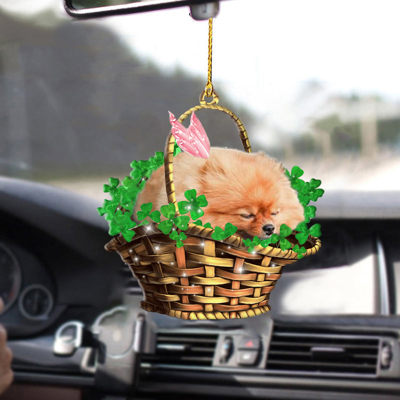 Pomeranian Sleeping Lucky Fairy Two Sided Car Ornament, Cool Dog Ornaments OO0276