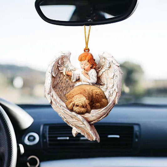 Cool Poodle Sleeping Protected By Angel Car Hanging Ornament OO1074