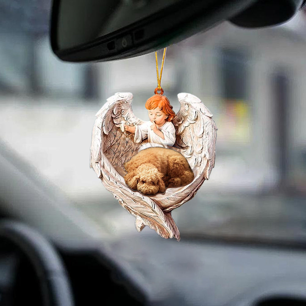 Cool Poodle Sleeping Protected By Angel Car Hanging Ornament OO1074