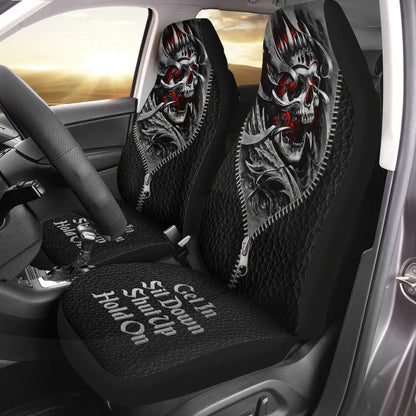 Skull Gothic Hold on Car Seat Covers Universal Fit Set 2 SO0344
