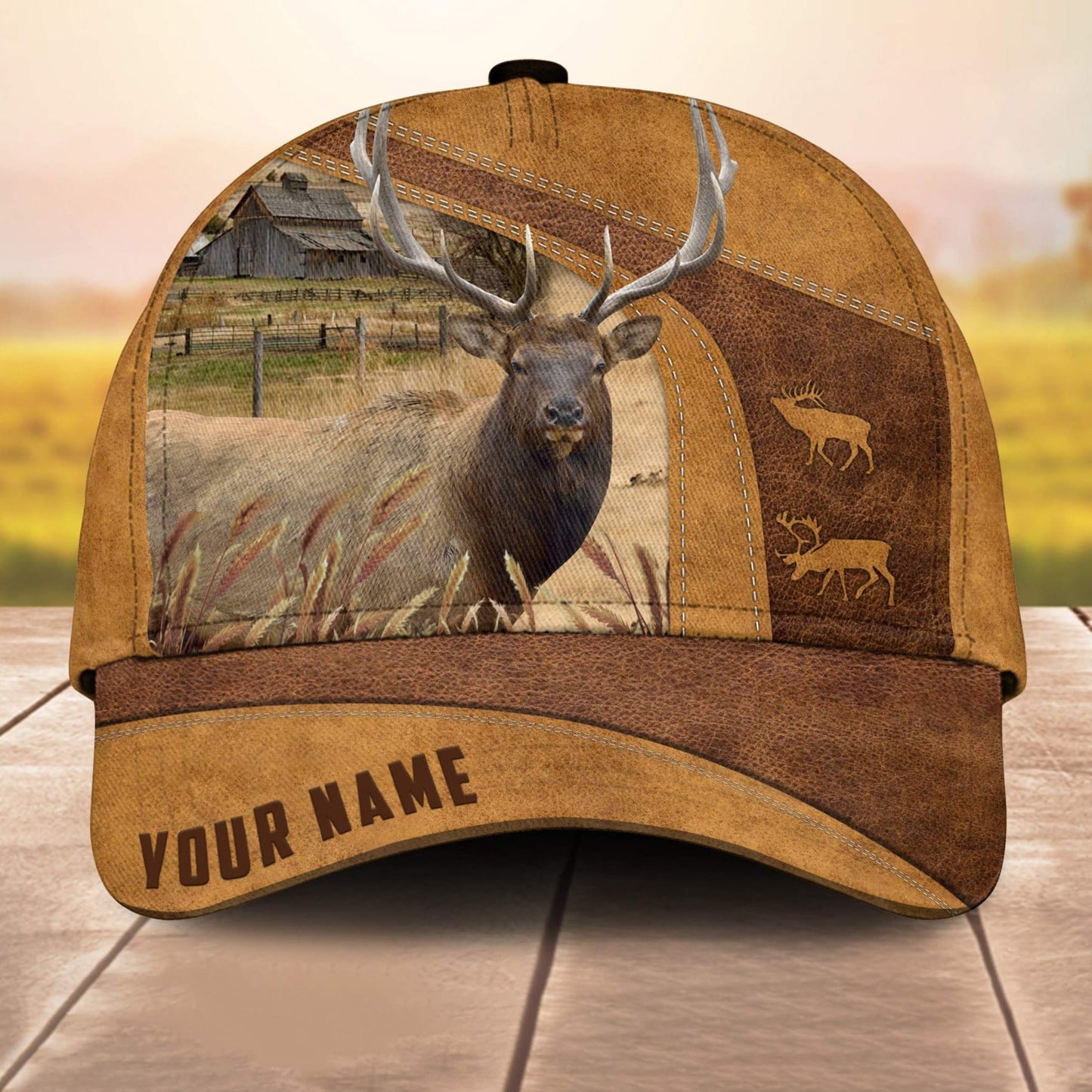 Rocky Mountain Bull Elk Custom Name Retro 3D Cap 3D All Over Print Baseball Cap, Cap For Farm Lovers, Animal Cap, Leather Pattern Cap CA3098