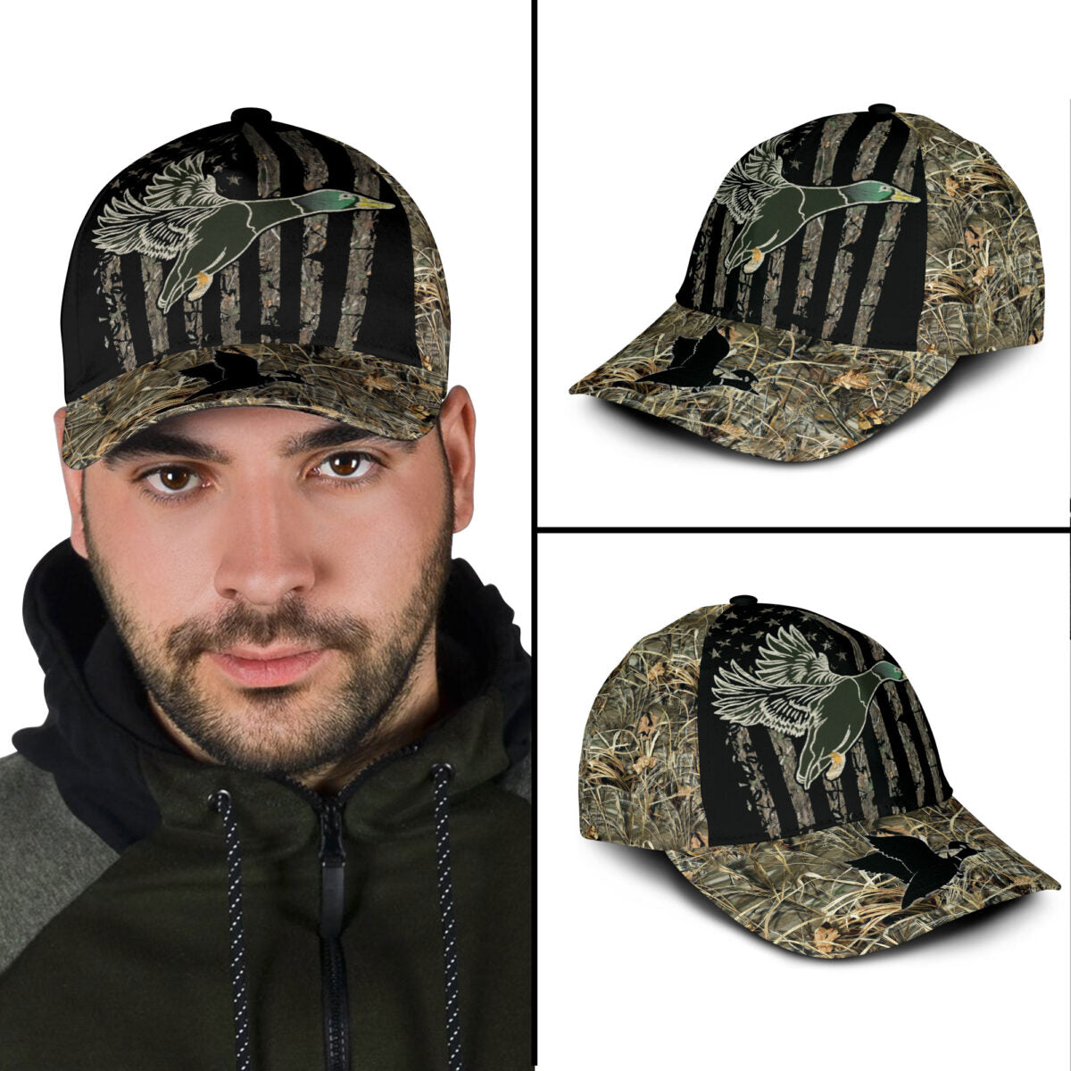 Lasfour 3D All Over Print Baseball Cap Mallard Duck Hunting Classic Cap CA0466
