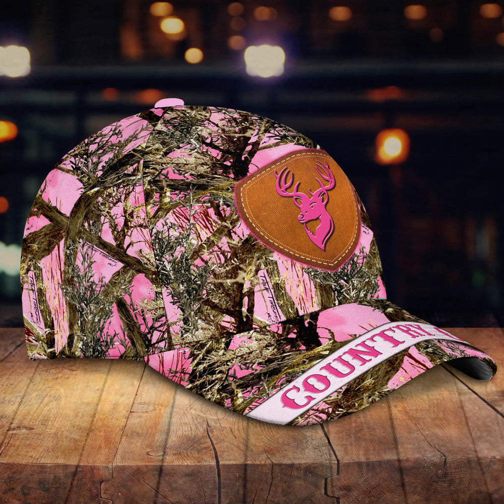 Deer Pattern Baseball Cap For Country Girl Pink Camouflaged Lasfour CO0960