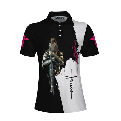 She Who Kneels Before God Can Stand Before Anyone Short Sleeve Women Polo Shirt, Gift Idea For Ladies Lasfour SO1419