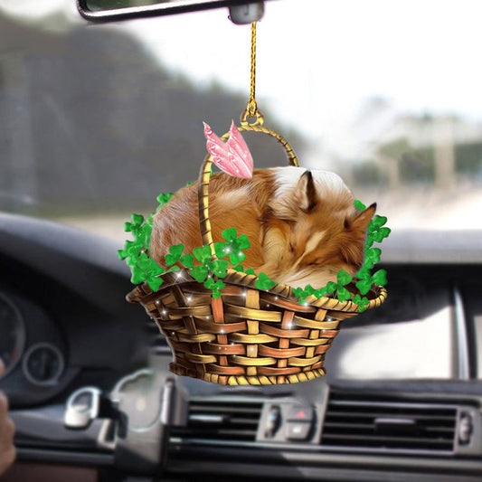 Sheltie-Sleeping Lucky Fairy-Two Sided Car Ornament OO0273