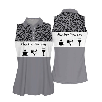 Sleeveless Women Polo Shirt For Ladies Plan For The Day Leopard Muticolor Golf Polo Shirt And Wine Shirt SO0870