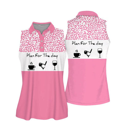 Sleeveless Women Polo Shirt For Ladies Plan For The Day Leopard Muticolor Golf Polo Shirt And Wine Shirt SO0870