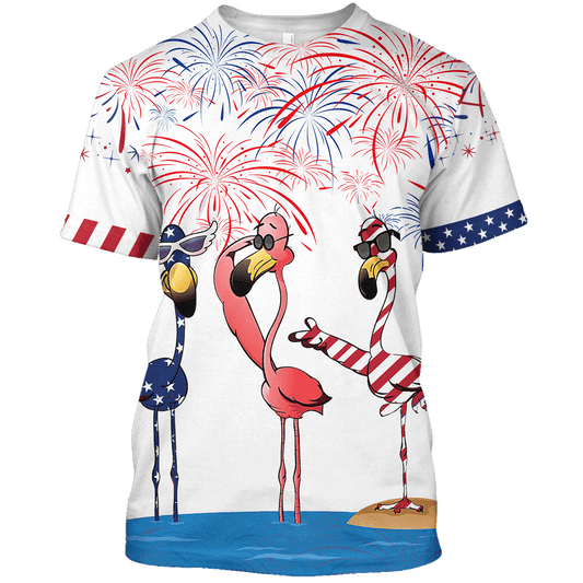 Flamingo Shirts For Independence Day, Funny Patriotic Shirt American Flamingo T Shirt TO0957