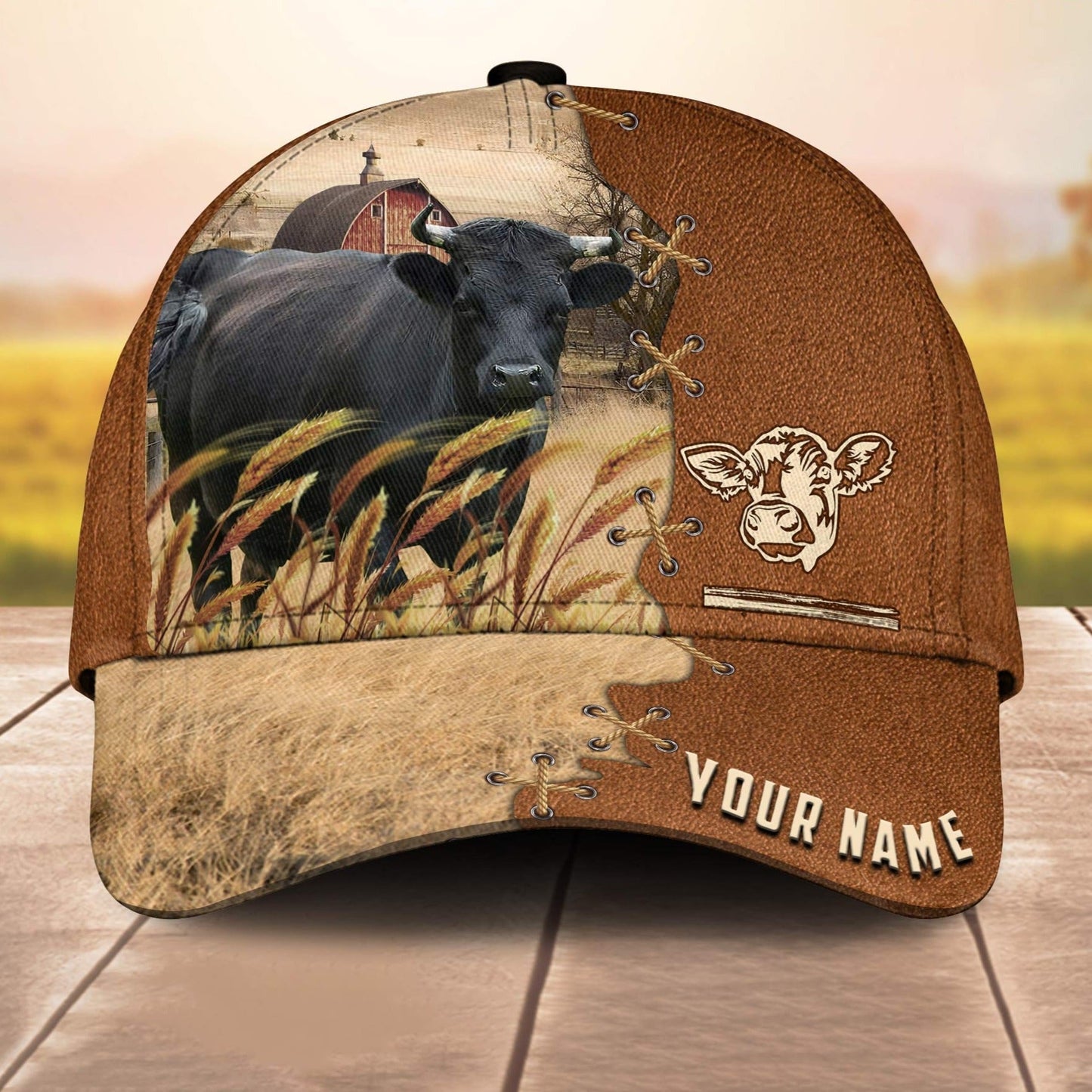 Dexter Custom Name Brown Leather Pattern 3D Cap 3D All Over Print Baseball Cap, Cap For Farm Lovers, Animal Cap, Leather Pattern Cap CA3187