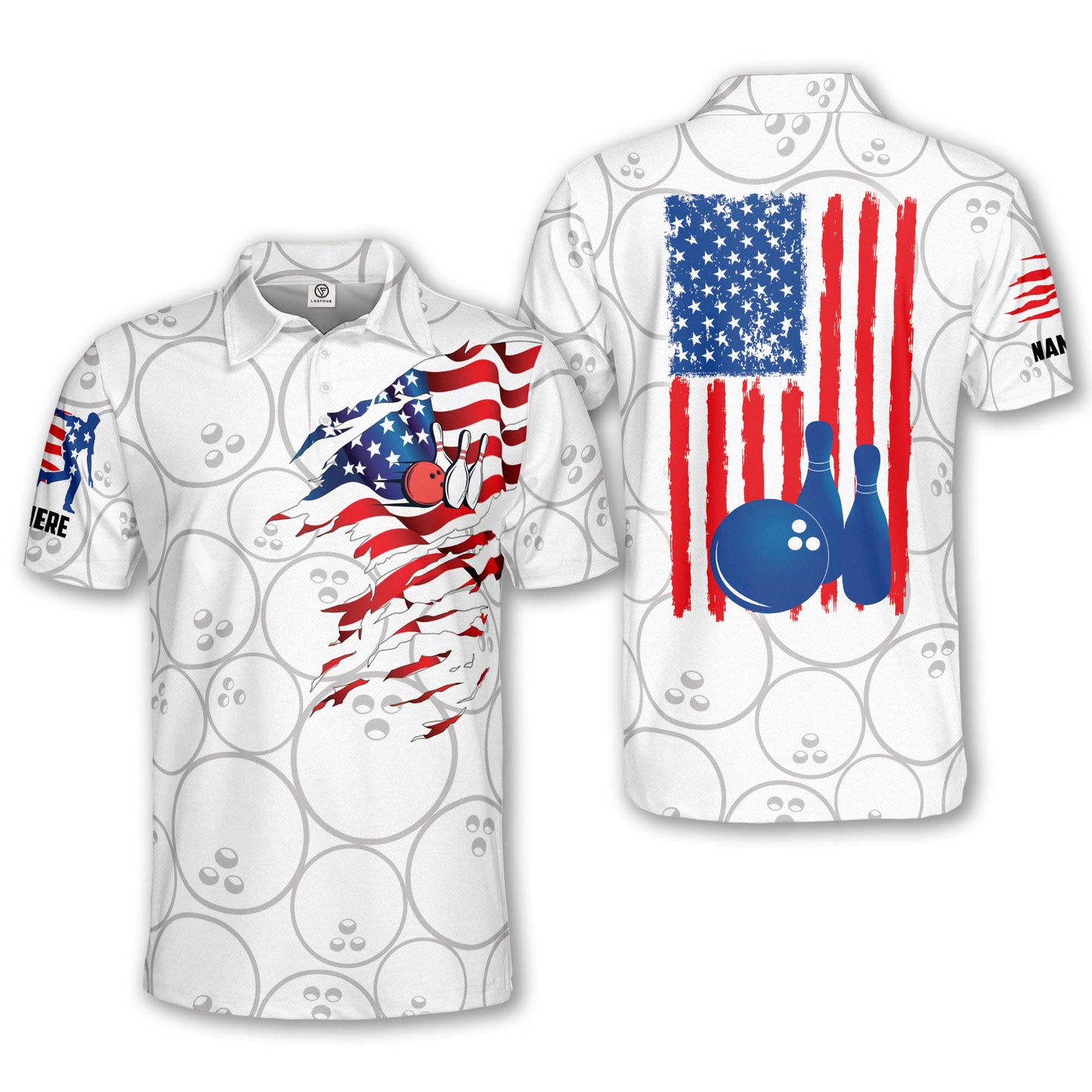 Custom American Flag Bowling Shirts BM0007