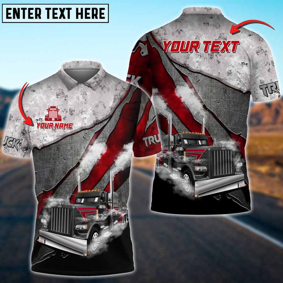 Truck Metal Smoke Multicolor Personalized Name 3D Polo Shirt For Truck Driver TO3508