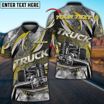 Truck Smoky Multicolor Pattern Personalized Name 3D Polo Shirt For Truck Driver TO3516