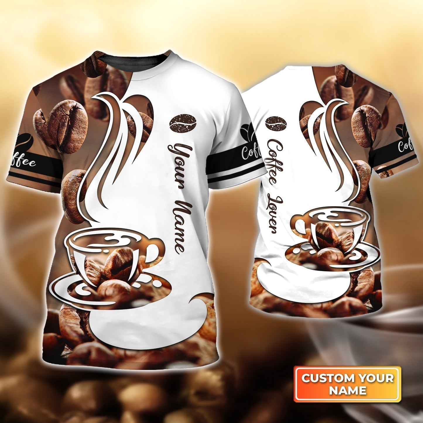 Personalized Coffee T Shirt 3D All Over Printed Café Shirt Uniform Coffee Shop Gift TO1742