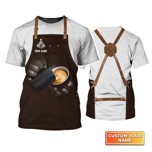 Personalized 3D Barista Shirt Barista Apron Making Rosetta Latte Bartender Gift TO1805