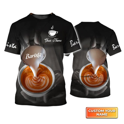 Custom 3D All Over Printed Barista T Shirt Making Rosetta Latte Bartender Shirts TO1784