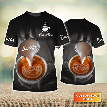 Custom 3D All Over Printed Barista T Shirt Making Rosetta Latte Bartender Shirts TO1784