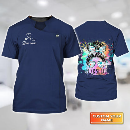 Nurse Life Watercolor Shirt For Nurse Gift, Registered Nurse Personalized Name 3D Tshirt TO3191