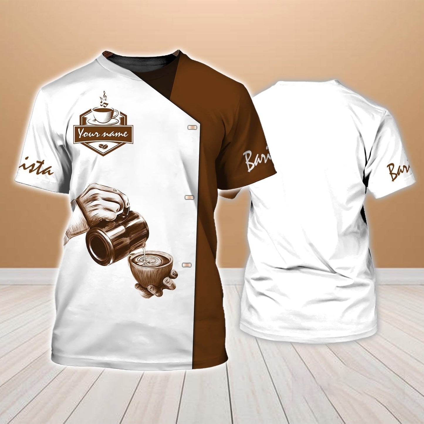 Customized Barista T Shirt Men Women Barista Hand Drawing Bartender Uniform TO1744