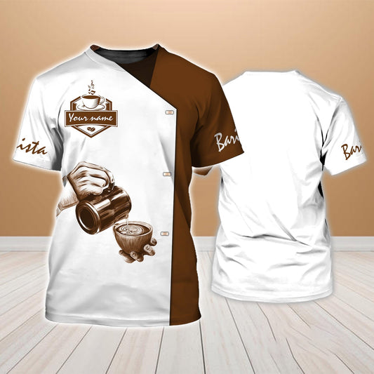 Customized Barista Brown Tshirt Barista Hand Drawing Uniform Gift For Bartender Barista TO1760
