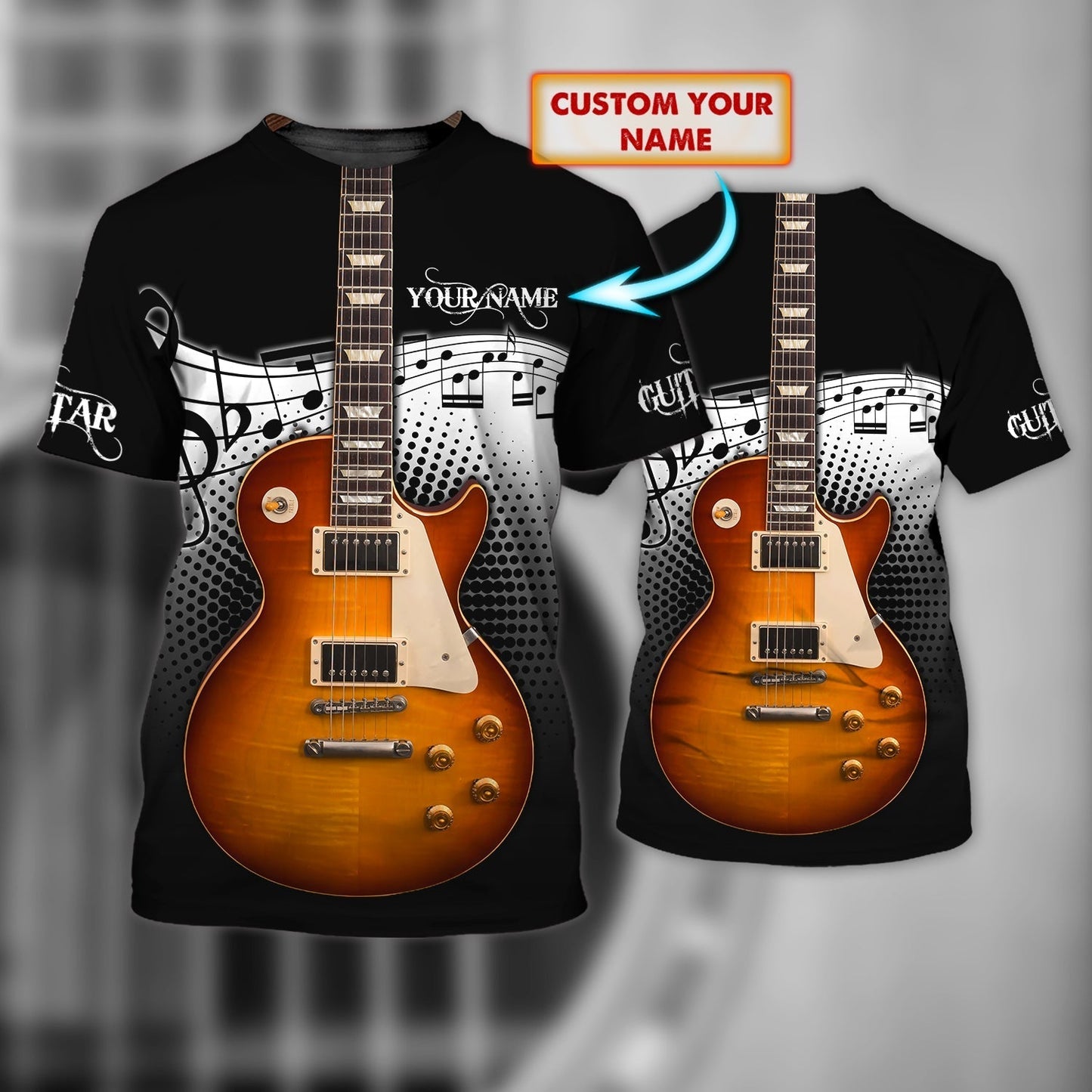 Custom Name 3D Guitar Sublimation Shirts, Guitarist 3D T Shirt, Best Gift For Guitar Lover TO0614