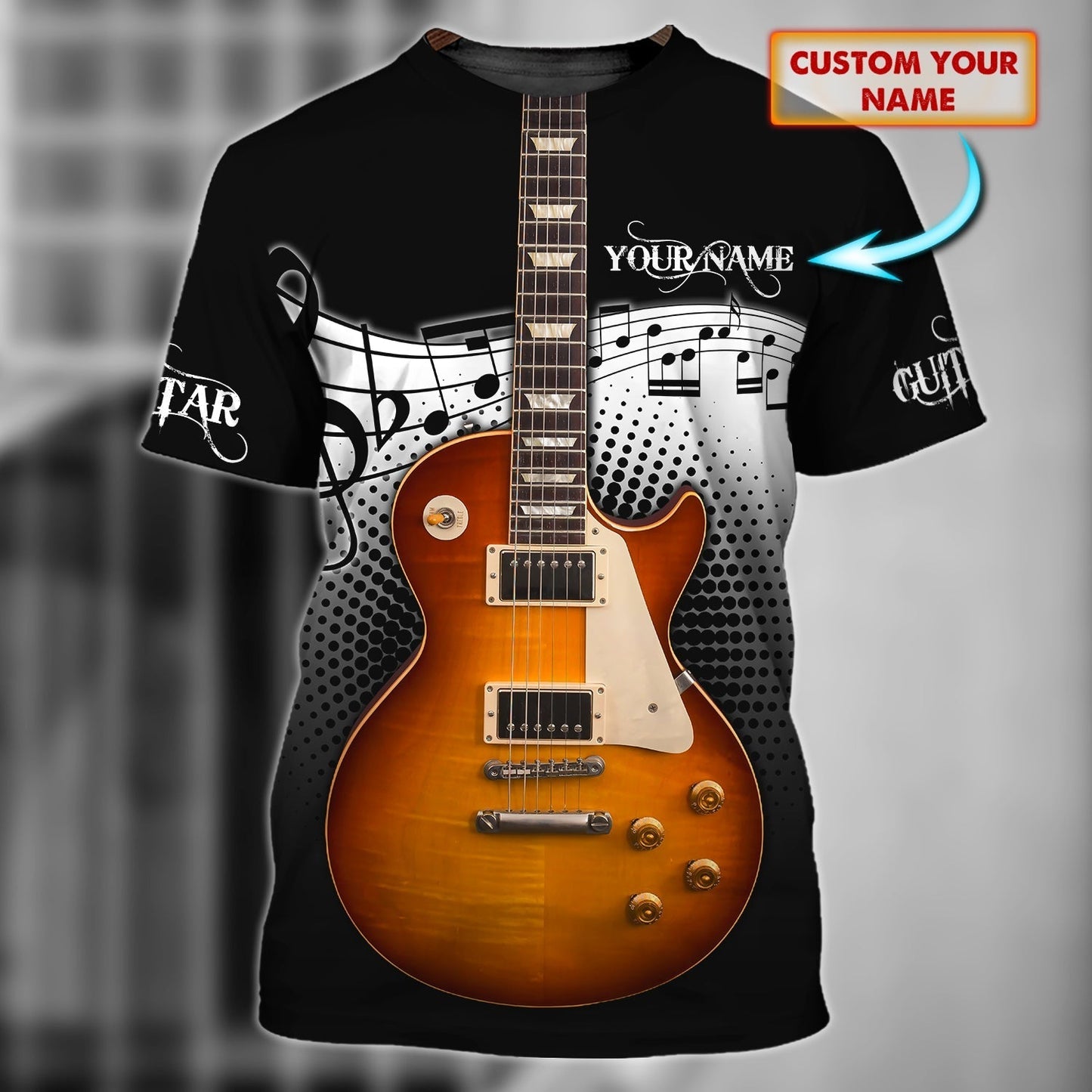 Custom Name 3D Guitar Sublimation Shirts, Guitarist 3D T Shirt, Best Gift For Guitar Lover TO0614