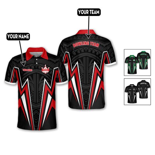 Custom Red and Black Bowling Polo Shirts For Men And Women - Custom Bowling Team Shirts BM0247