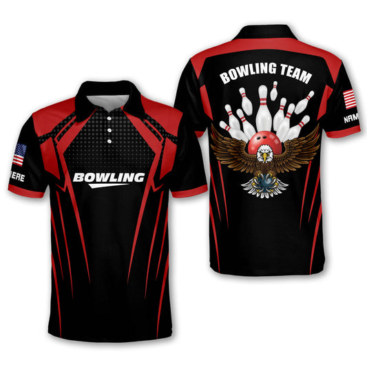 Custom Bowling Shirts For Men - Patriotic Bowling Team Shirts for Men - Custom Designer Bowling Shirt For Men - Eagles Bowling Jerseys for Men BM0249