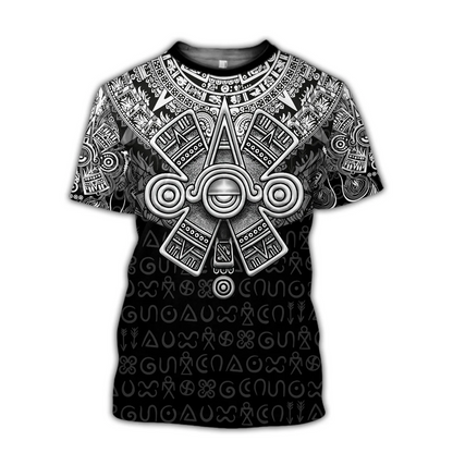 3D All Over Print Aztec Shirt Ancient Aztec Ollin Eye Tee Shirts TO1581
