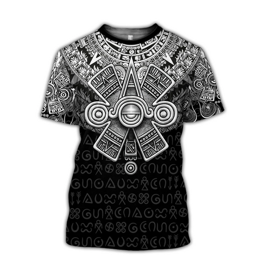 3D All Over Print Aztec Shirt Ancient Aztec Ollin Eye Tee Shirts TO1581