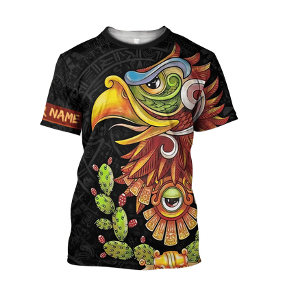 Personalized Name Mexican Eagle Aztec Shirt Mexico Ollin Eye 3D T Shirts TO1577