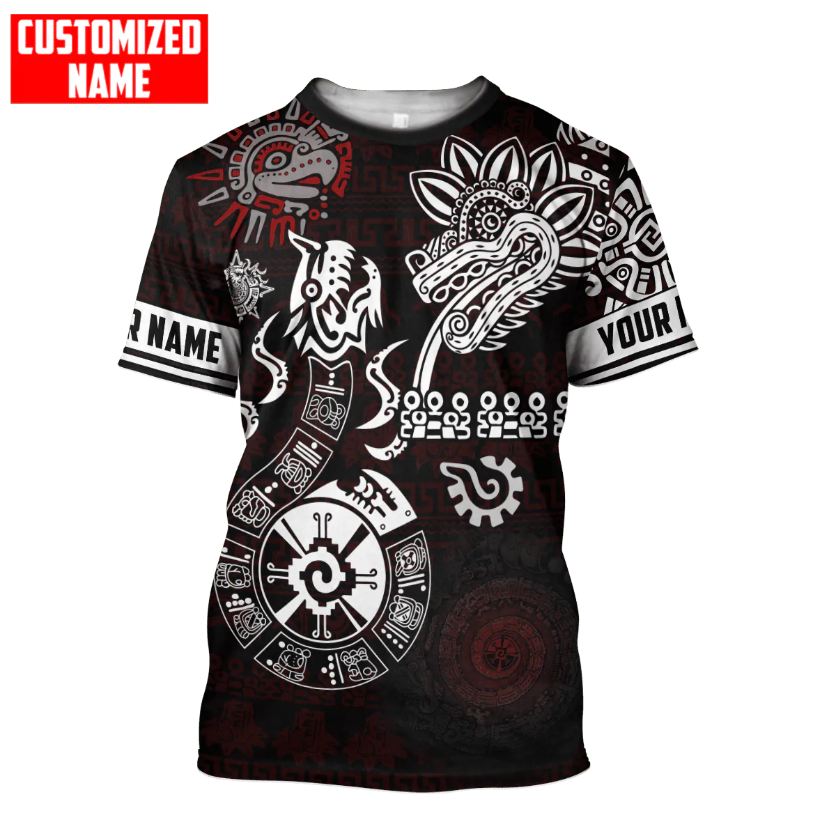Personalized Aztec Mayan T Shirt Men Women Aztec Mexican Quetzalcoatl Tattoo Shirts TO1573