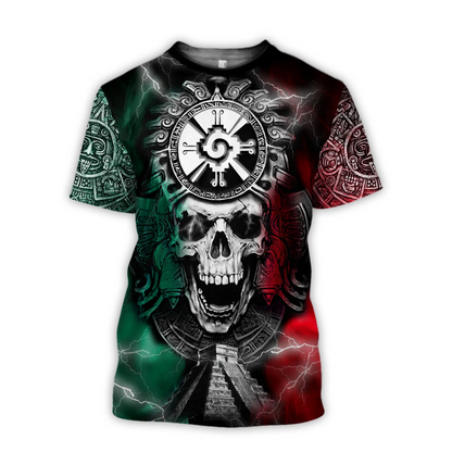 Mexico Aztec Shirt Mexican Maya Hunab Ku Skull 3D Full Printed Unisex Shirts TO1572