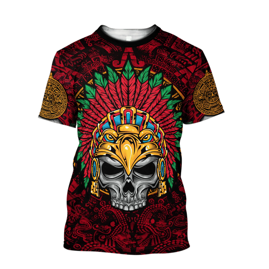 Aztec Eagle Warrior Skull 3D All Over Printed Unisex Shirts Lasfour TO1570