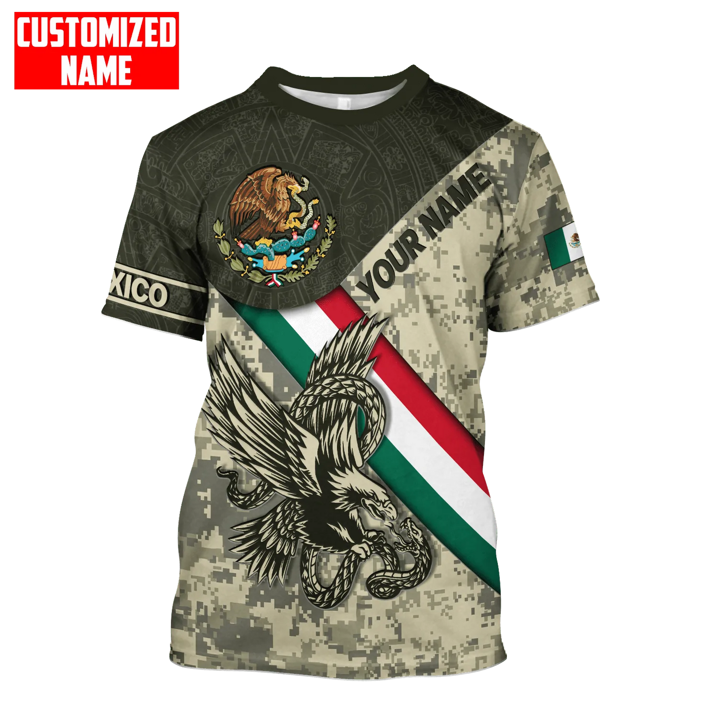 Personalized Mexico Eagle Camoflauge Flag Pattern Shirt Mexican Shirt Men Women TO1585