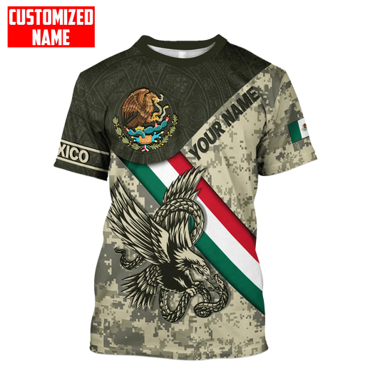 Personalized Mexico Eagle Camoflauge Flag Pattern Shirt Mexican Shirt Men Women TO1585