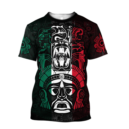 Lasfour Unisex Aztec Shirt Ancient Aztec Maya Ceremony Mask 3D T Shirt TO1569