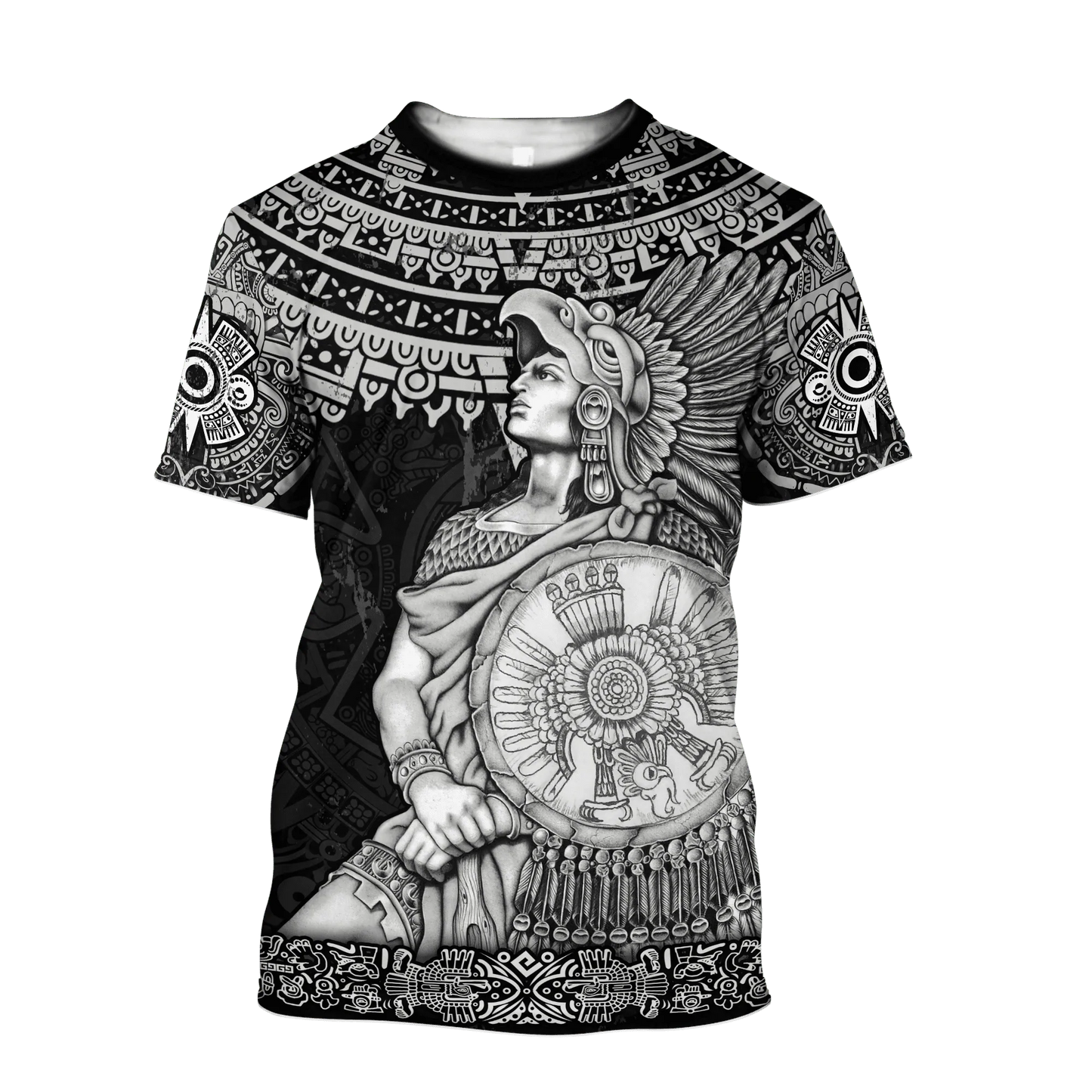 Aztec Warrior Shirts Ollin Eye 3D Full Printed Mexican Tee Shirt Lasfour TO1568