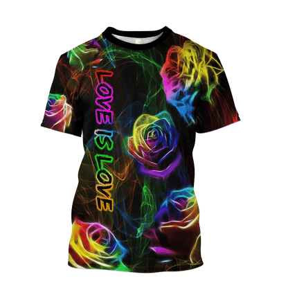 LGBT Rose Magic Light Love Is Love Smoke 3D Unisex Shirt, Gift for LGBT Shirt, Pride LGBT LO0954