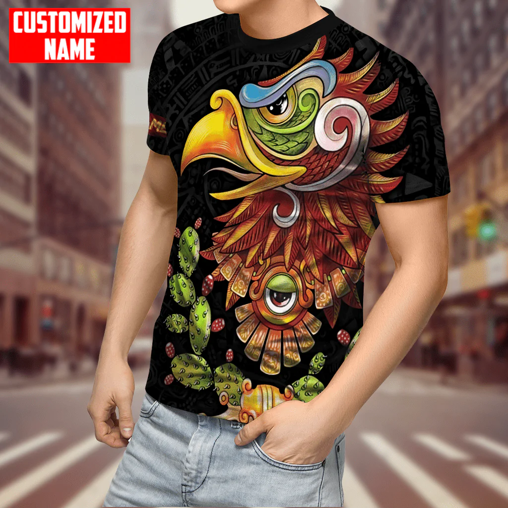 Personalized Name Mexican Eagle Aztec Shirt Mexico Ollin Eye 3D T Shirts TO1577