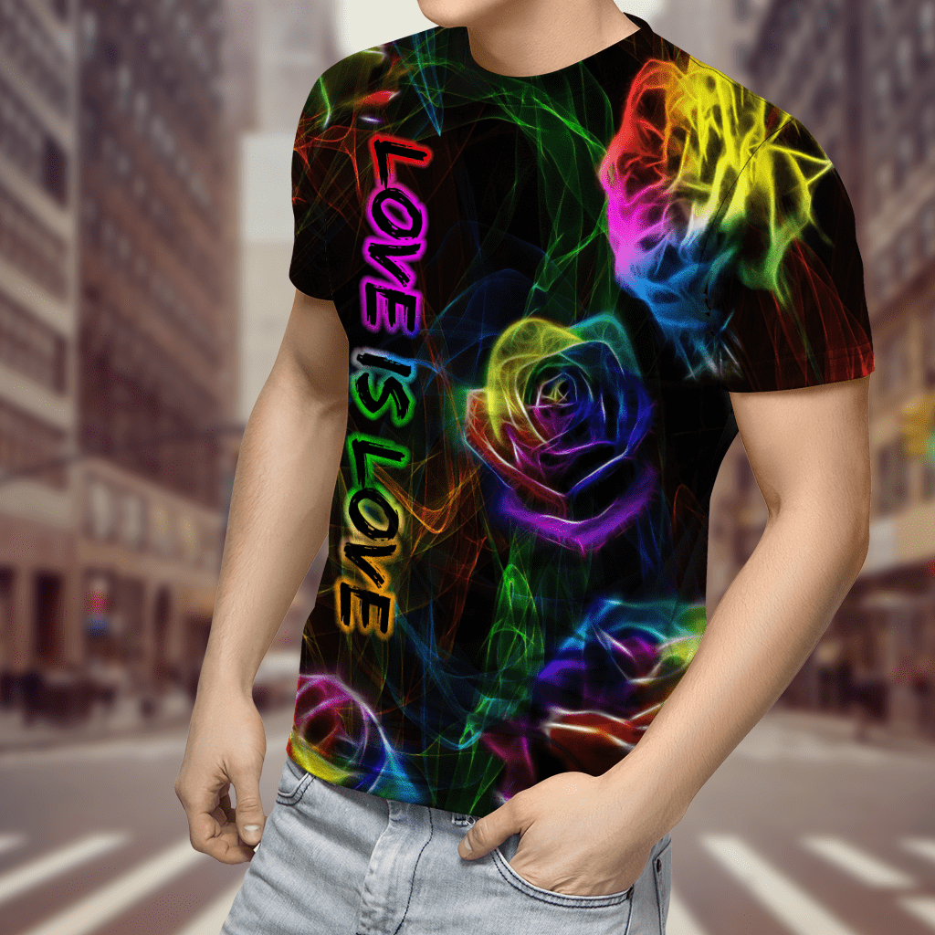 LGBT Rose Magic Light Love Is Love Smoke 3D Unisex Shirt, Gift for LGBT Shirt, Pride LGBT LO0954