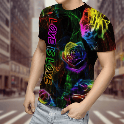 LGBT Rose Magic Light Love Is Love Smoke 3D Unisex Shirt, Gift for LGBT Shirt, Pride LGBT LO0954