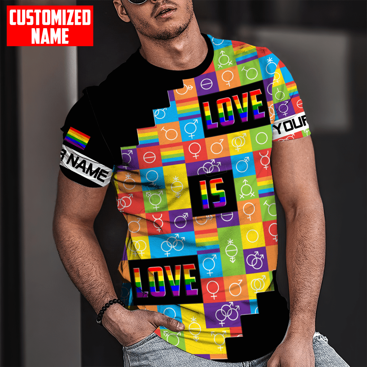 Lasfour Personalized LGBT Gender Symbols Love is love 3D Printed Unisex Shirts LO0953
