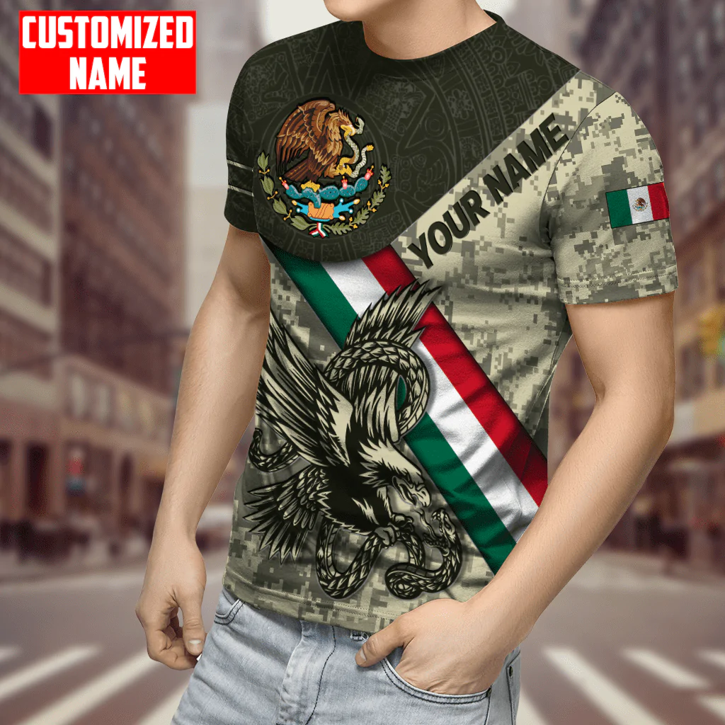 Personalized Mexico Eagle Camoflauge Flag Pattern Shirt Mexican Shirt Men Women TO1585