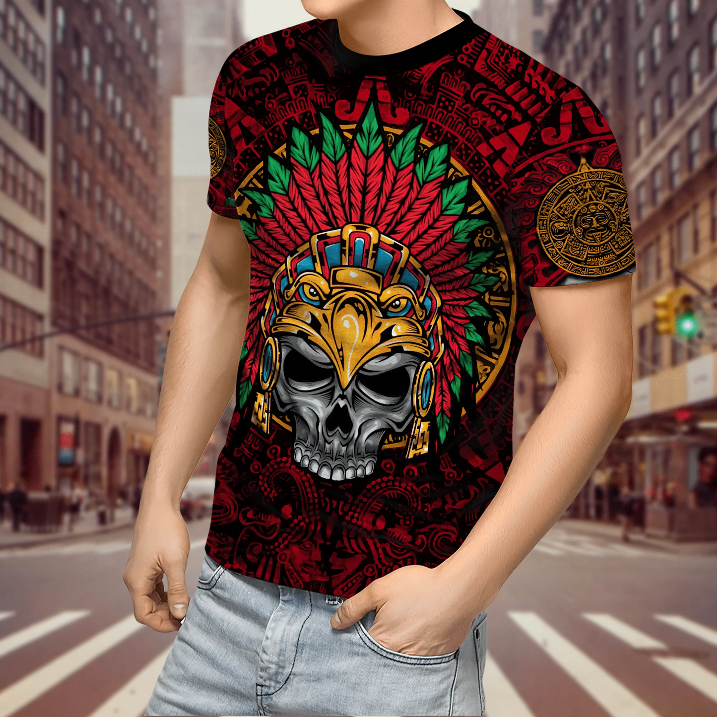 Aztec Eagle Warrior Skull 3D All Over Printed Unisex Shirts Lasfour TO1570