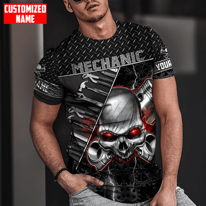 Personalized Mechanic Tool Shirt Skull Smock Mechanical Shirts Cute Mechanic Tshirt TO1737