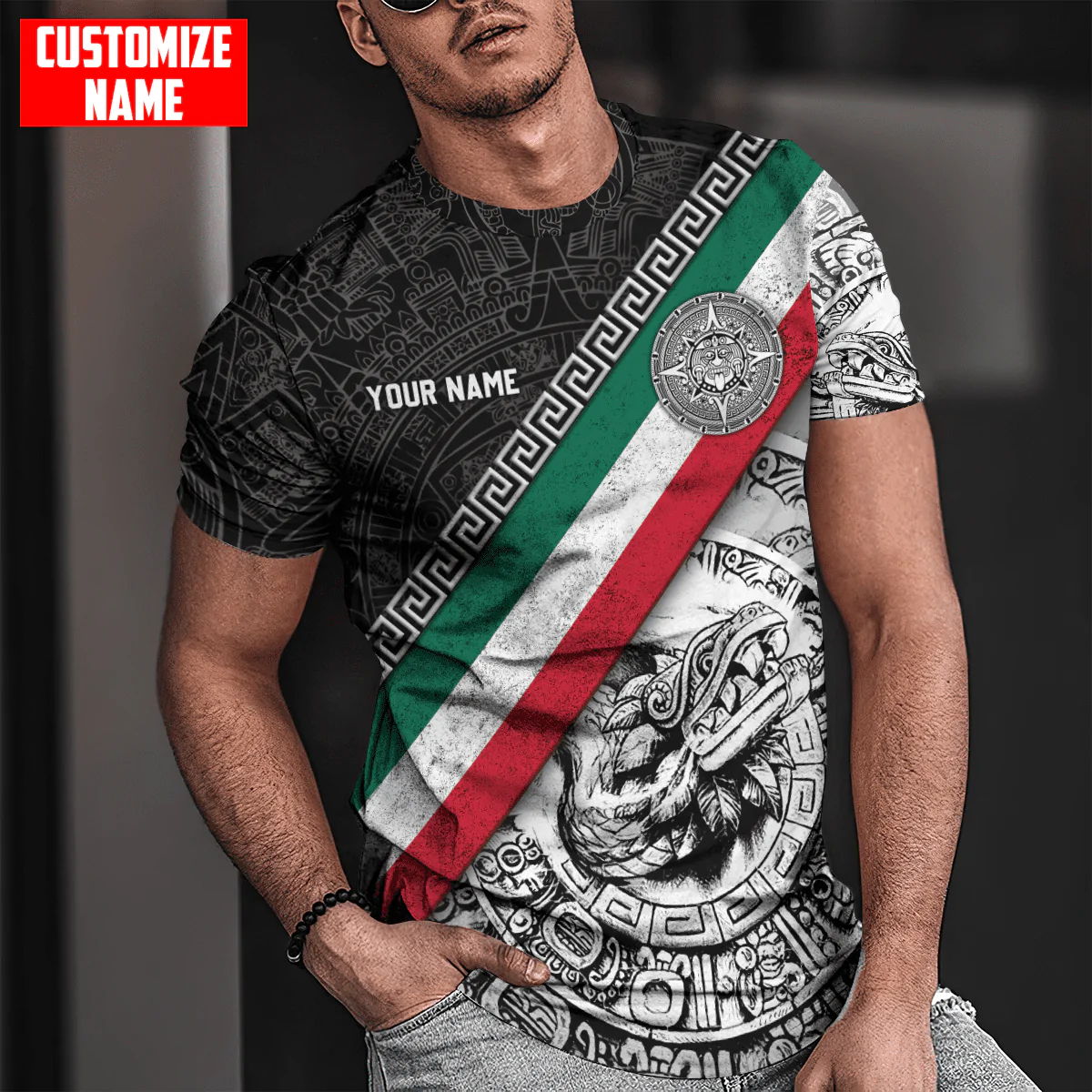 Personalized Mexico Aztec Line Quetzalcoatl Pattern Shirt Men Women TO1587