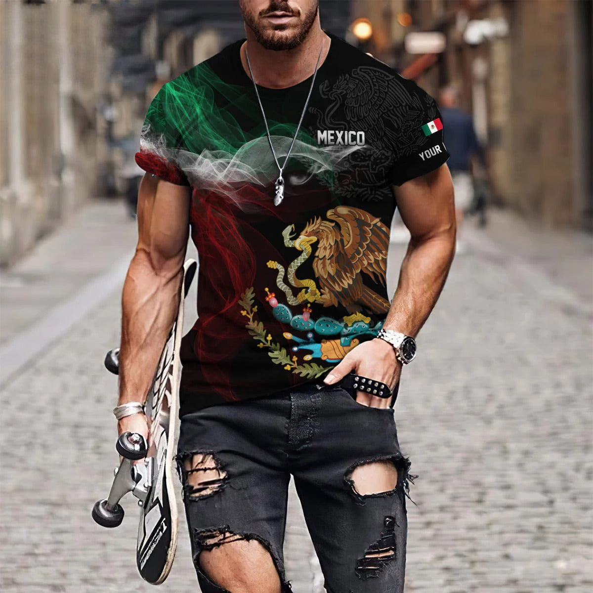 Personalized 3D All Over Printed Mexico Tshirt, Mexico Shirt, Mexico Smoke 3D T Shirt, Mexican Shirts TO0016