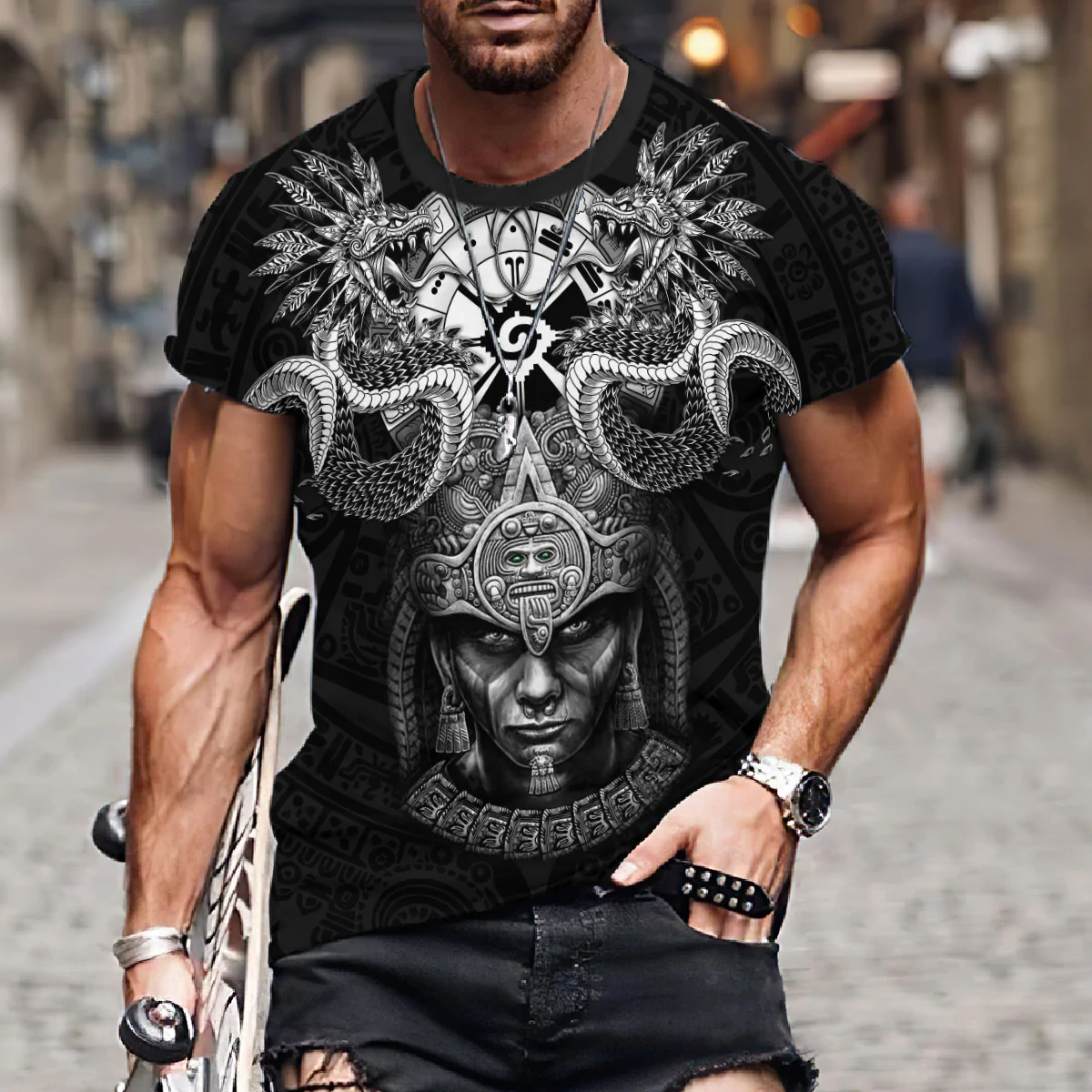 Aztec Warrior T Shirt Quetzalcoatl Hunab Ku Unisex Shirts TO1575